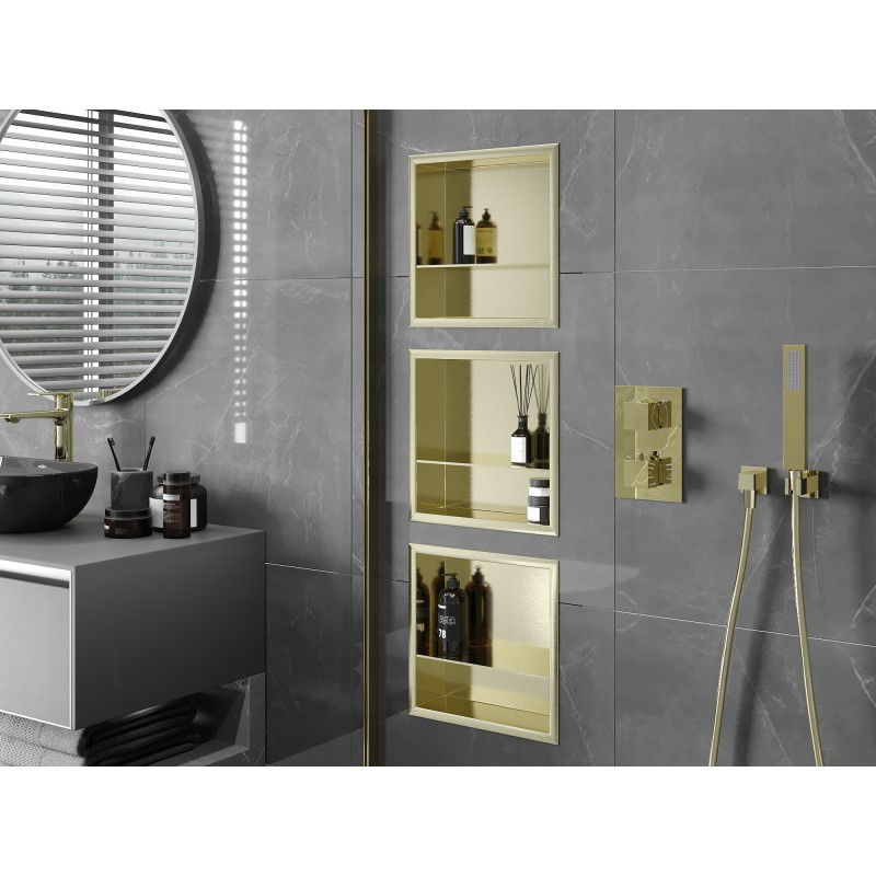 Mexen X-Wall-R εσοχή με πρόσοψη και ράφι 30 x 30 cm, χρυσό βουρτσισμένο - 1950303010S