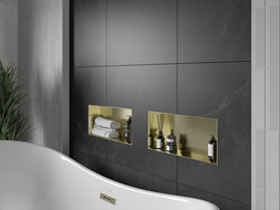 Mexen X-Wall-NR Einbauregal ohne Flansch 45 x 20 cm, gebürstetes Gold - 1951452010