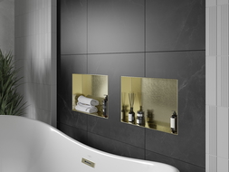 Mexen X-Wall-NR Nischenregal ohne Rahmen 45 x 30 cm, gebürstetes Gold - 1951453010