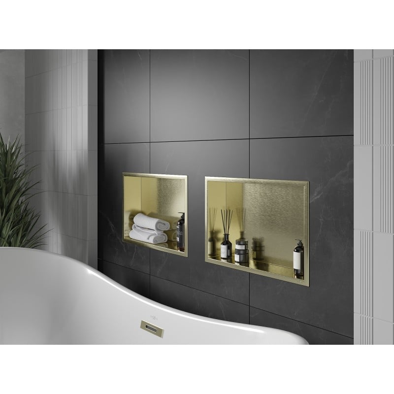 Mexen X-Wall-R półka wnękowa z kołnierzem 45 x 30 cm, złota szczotkowana - 1950453010
