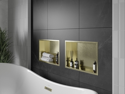 Mexen X-Wall-R prateleira embutida com flange 45 x 30 cm, dourado escovado - 1950453010