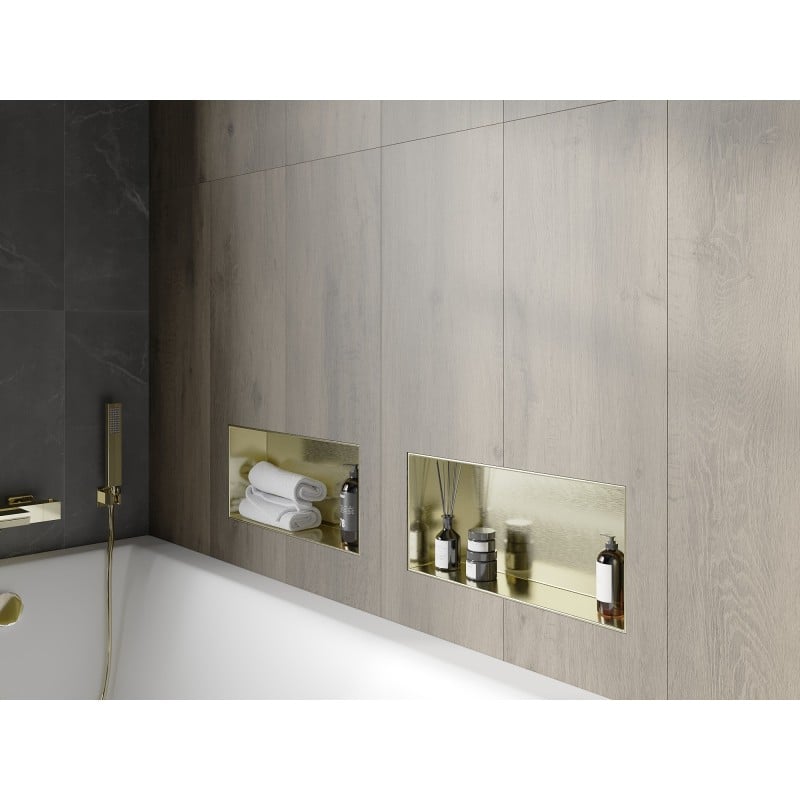 Mexen X-Wall-NR niche shelf without flange 45 x 20 cm, brushed gold - 1951452010
