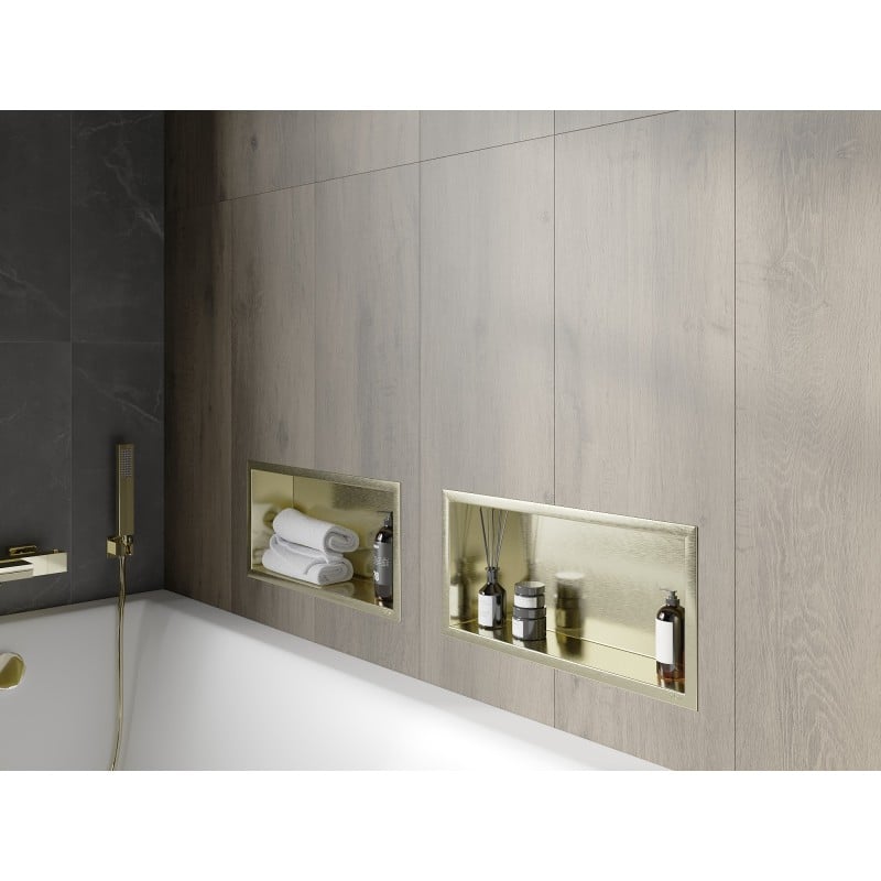 Mexen X-Wall-R niche shelf with flange 45 x 20 cm, brushed gold - 1950452010