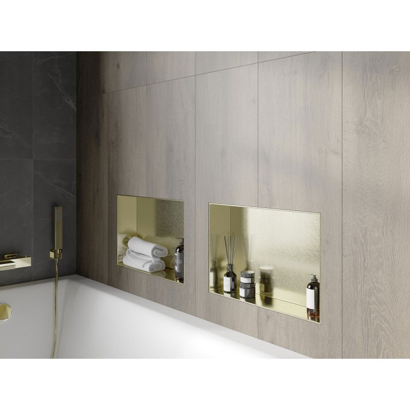 Mexen X-Wall-NR mensola da incasso senza flangia 45 x 30 cm, oro spazzolato - 1951453010