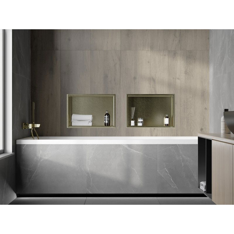 Mexen X-Wall-R Recessed Shelf with Flange 45 x 30 cm, Brushed Gold - 1950453010