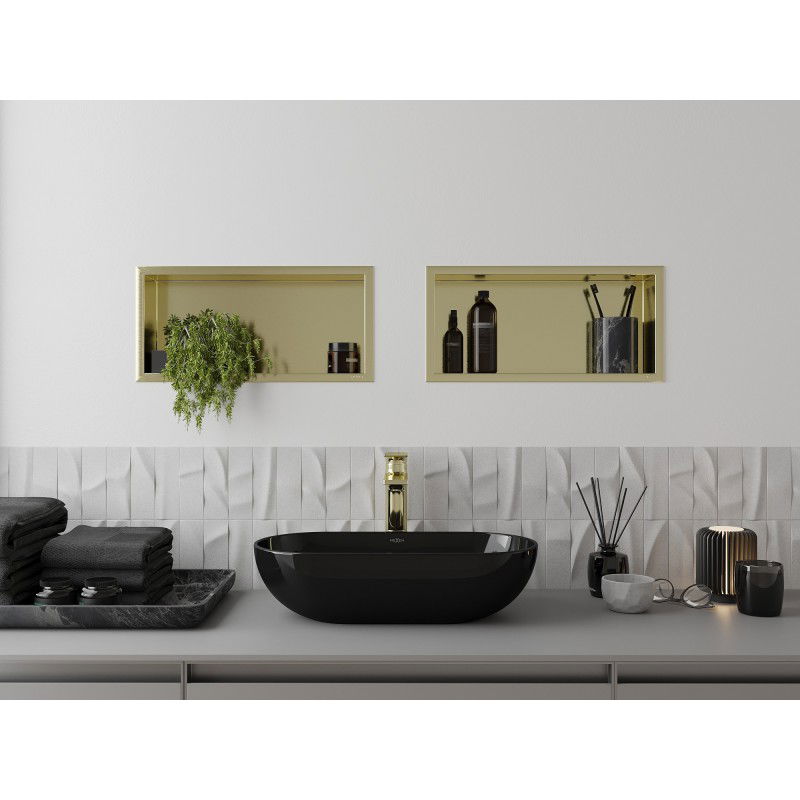 Mexen X-Wall-R ράφι εσοχής με φλάντζα 45 x 20 cm, χρυσό βουρτσισμένο - 1950452010