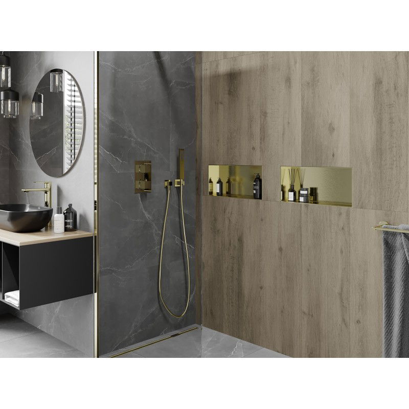 Mexen X-Wall-NR nisplank zonder flange 45 x 20 cm, goud geborsteld - 1951452010