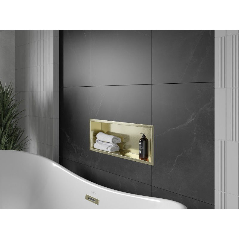 Mexen X-Wall-R étagère encastrée avec collerette 60 x 20 cm, or brossé - 1950602010