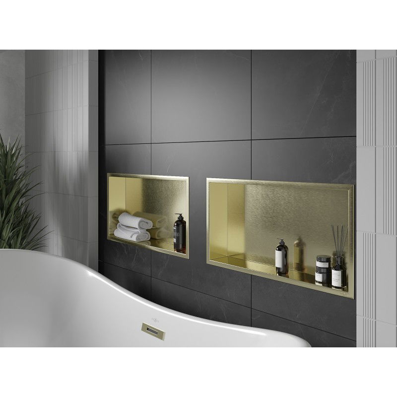 Mexen X-Wall-R niche shelf with flange 60 x 30 cm, gold brushed - 1950603010
