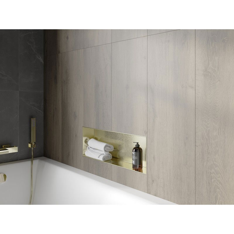 Mexen X-Wall-NR inbyggd hylla utan kant 60 x 20 cm, borstad guld - 1951602010
