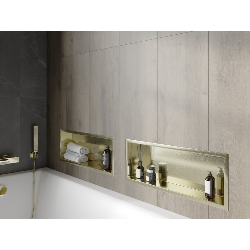 Mexen X-Wall-R nischhylla med krage 60 x 20 cm, borstad guld - 1950602010