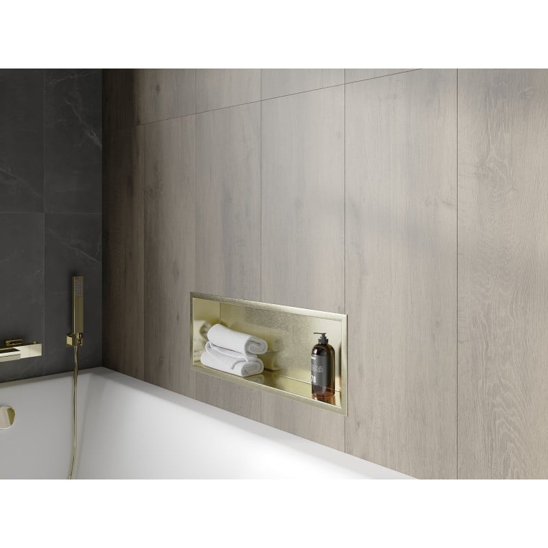 Mexen X-Wall-R nischhylla med krage 60 x 20 cm, borstad guld - 1950602010