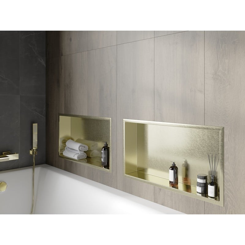 Mexen X-Wall-R nicheplank met flens 60 x 30 cm, goud geborsteld - 1950603010