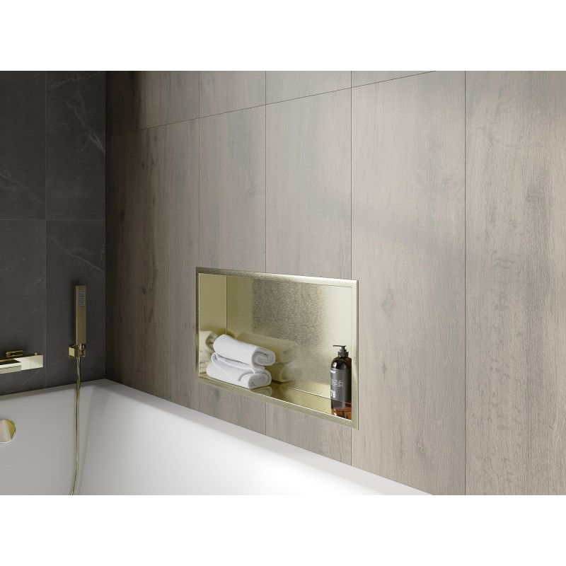 Mexen X-Wall-R estante empotrado con reborde 60 x 30 cm, dorado cepillado - 1950603010