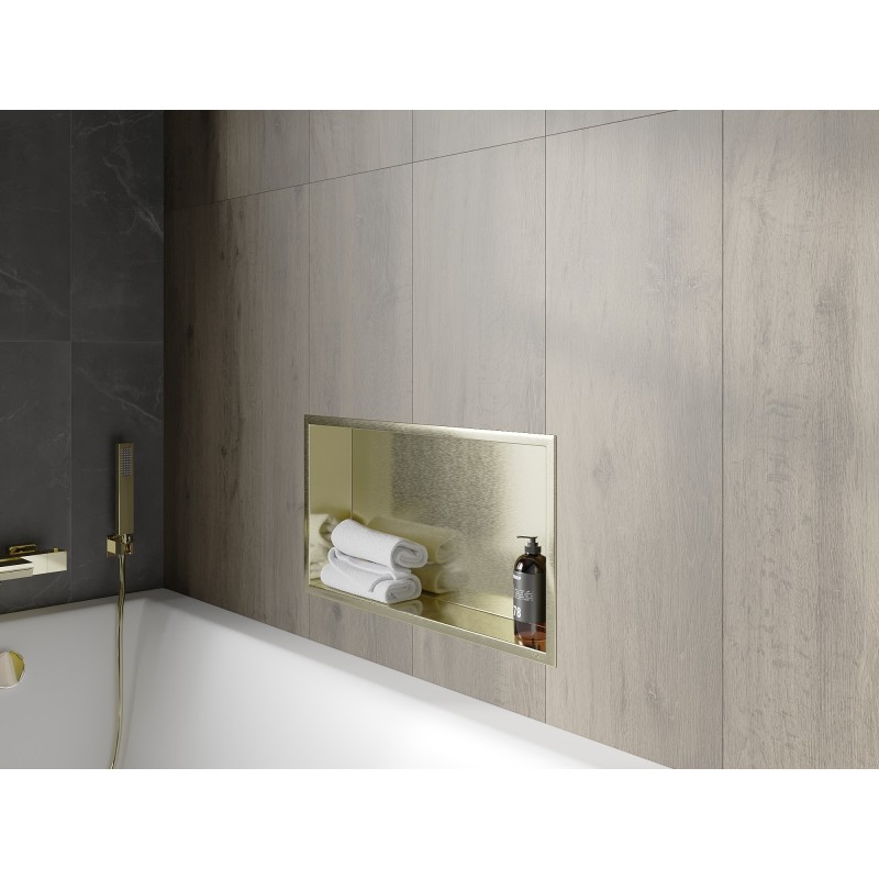 Mexen X-Wall-R półka wnękowa z kołnierzem 60 x 30 cm, złota szczotkowana - 1950603010