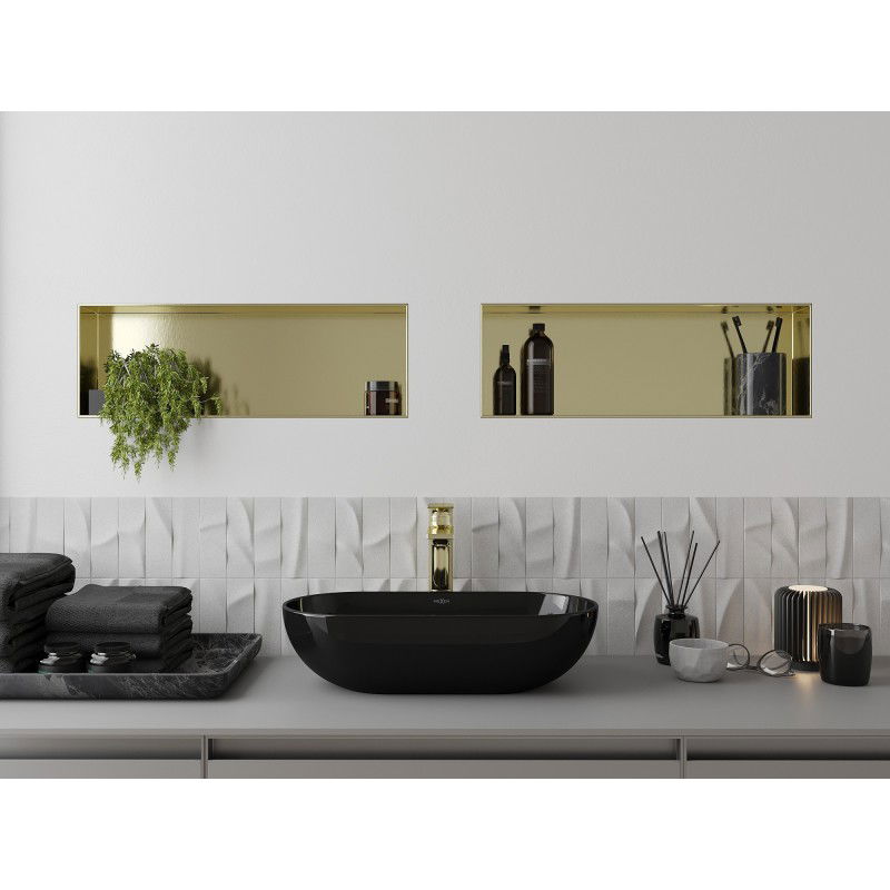 Mexen X-Wall-NR estante empotrado sin reborde 60 x 20 cm, oro cepillado - 1951602010