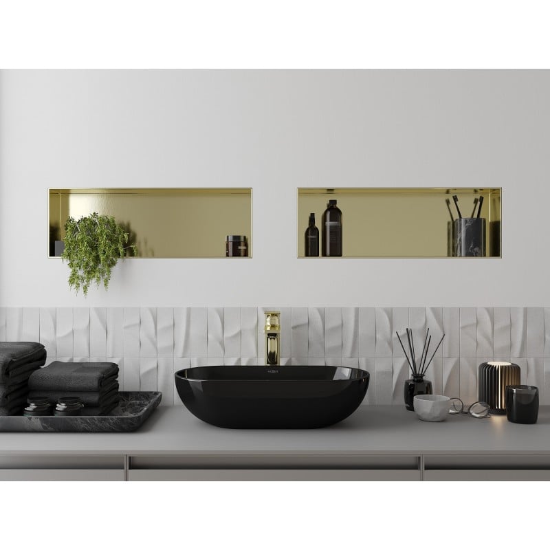 Mexen X-Wall-NR étagère encastrée sans collerette 60 x 20 cm, or brossé - 1951602010