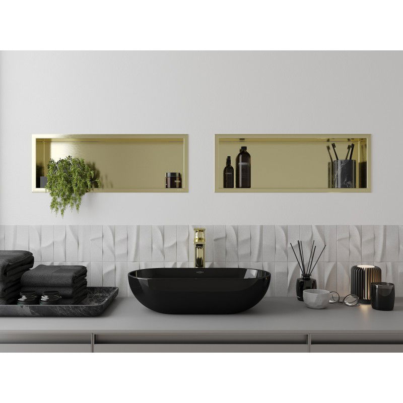 Mexen X-Wall-R prateleira embutida com flange 60 x 20 cm, dourada escovada - 1950602010