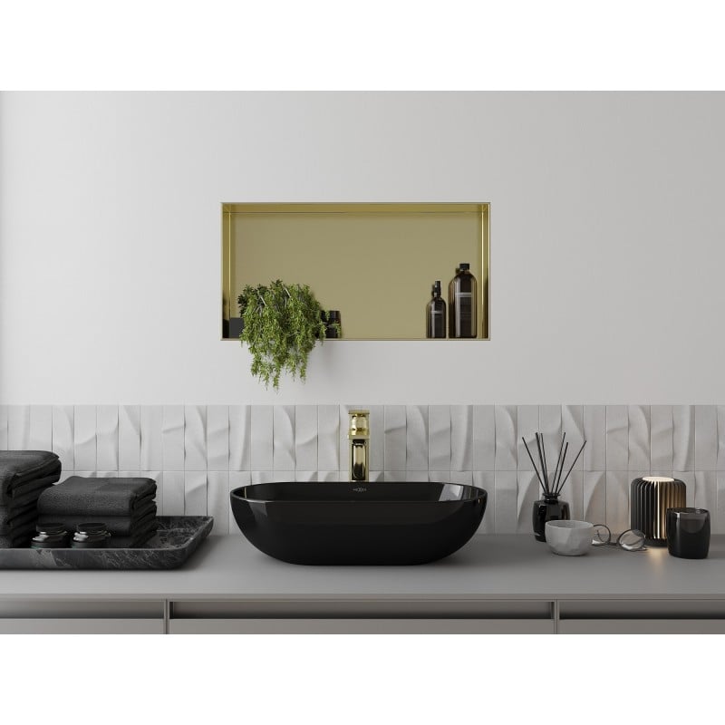 Mexen X-Wall-NR nisbank zonder flens 60 x 30 cm, geborsteld goud - 1951603010