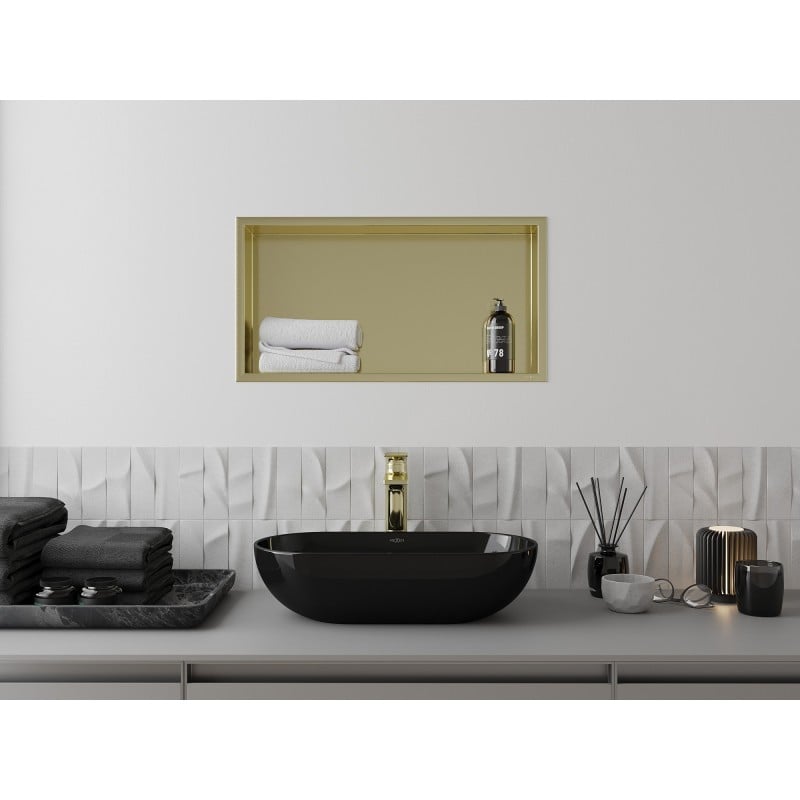 Mexen X-Wall-R estante empotrado con reborde 60 x 30 cm, dorado cepillado - 1950603010