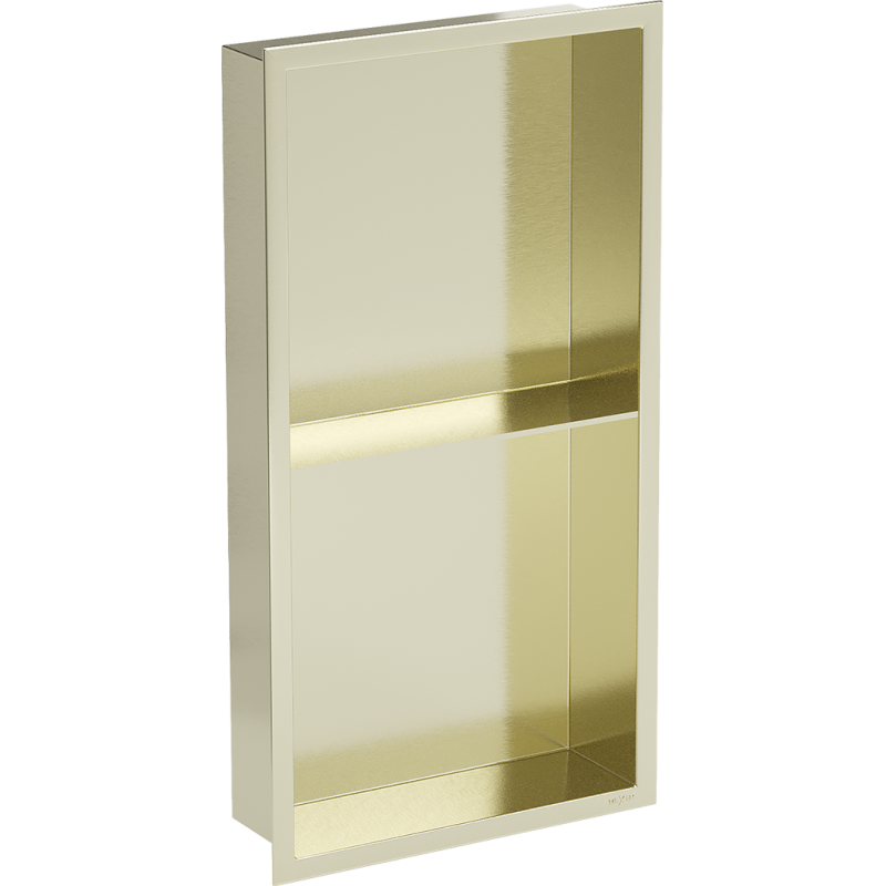 Mexen X-Wall-R Nischenregal mit Flansch und Regal 60 x 30 cm, gebürstetes Gold - 1950603010S