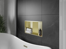 Mexen X-Wall-R prateleira embutida com flange e prateleira 60 x 30 cm, dourada escovada - 1950603010S