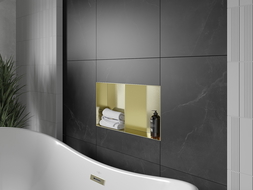 Mexen X-Wall-NR Nischenregal ohne Flansch mit Regal 60 x 30 cm, gebürstetes Gold - 1951603010S