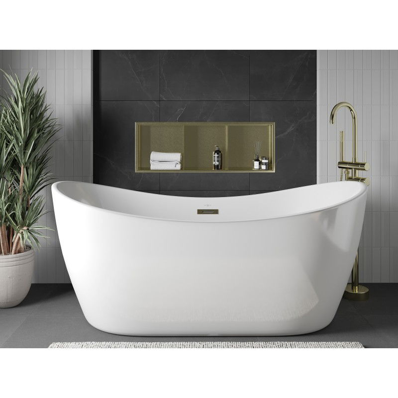 Mexen X-Wall-R hylla för nischar med fläns och hylla 90 x 30 cm, borstad guld - 1950903010S