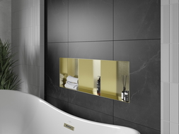 Mexen X-Wall-NR Nischenregal ohne Rahmen mit Ablage 90 x 30 cm, gebürstetes Gold - 1951903010S