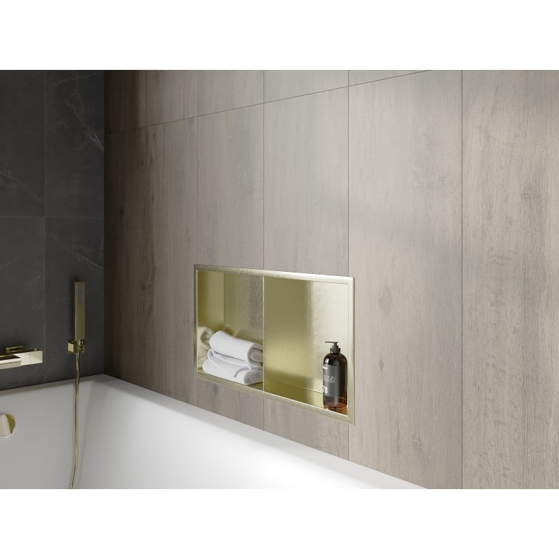 Mexen X-Wall-R estante empotrado con marco y balda 60 x 30 cm, oro cepillado - 1950603010S