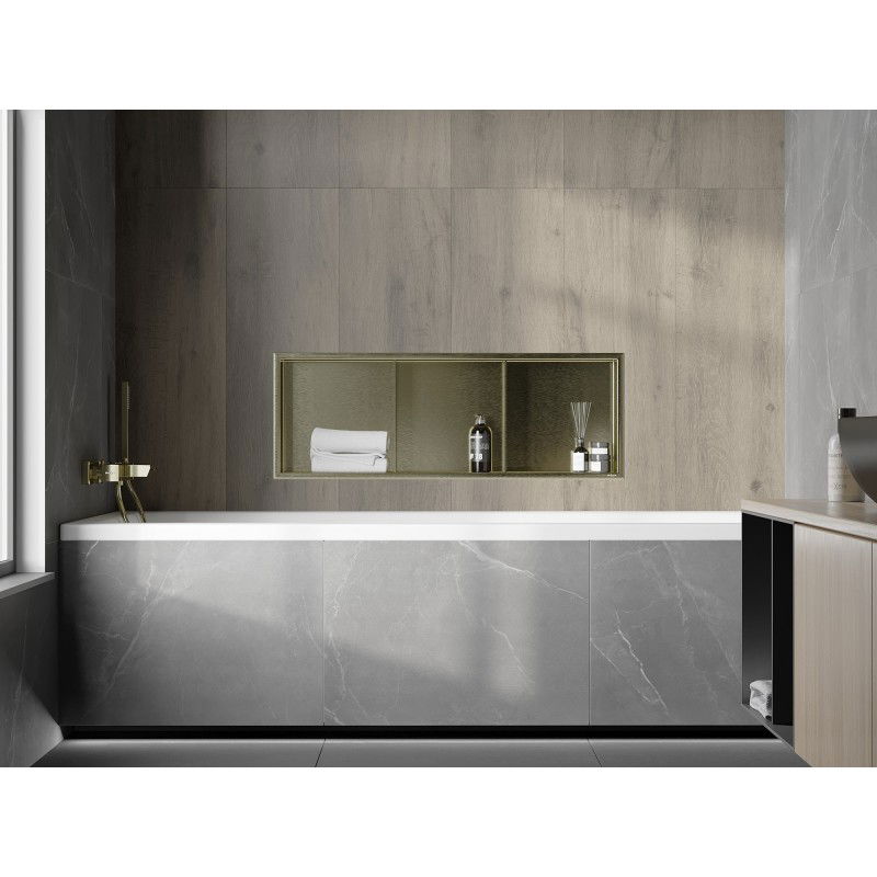 Mexen X-Wall-R Nischenregal mit Flansch und Regal 90 x 30 cm, gebürstetes Gold - 1950903010S