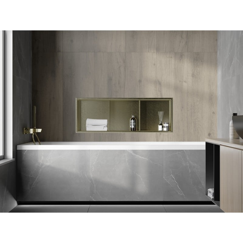 Mexen X-Wall-R półka wnękowa z kołnierzem i półką 90 x 30 cm, złota szczotkowana - 1950903010S
