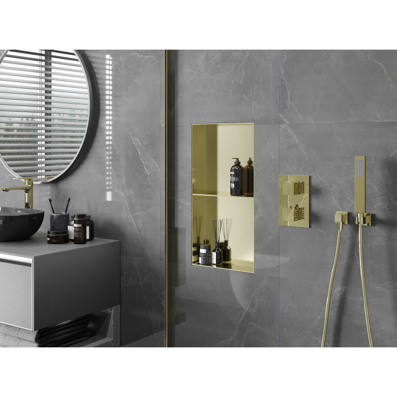 Mexen X-Wall-NR Nischeregal ouni Flang mat Regal 60 x 30 cm, gebotzt Gold - 1951603010S