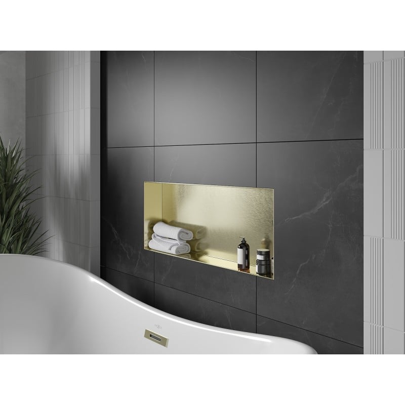 Mexen X-Wall-NR Nischenregal ohne Flansch 75 x 30 cm, gebürstetes Gold - 1951753010