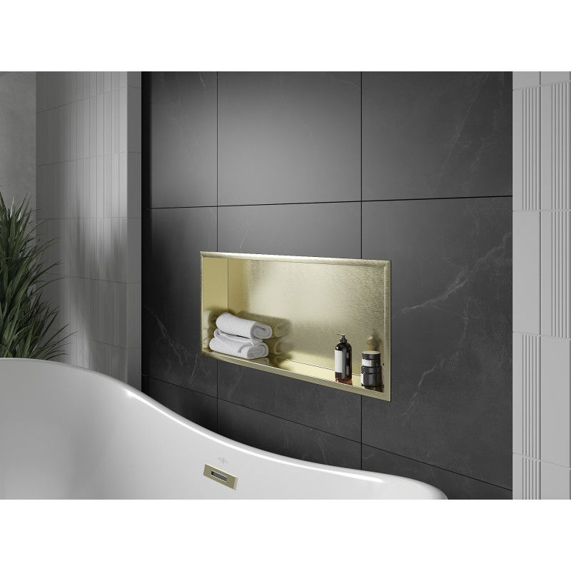 Mexen X-Wall-R nisnisplank met flens 75 x 30 cm, geborsteld goud - 1950753010