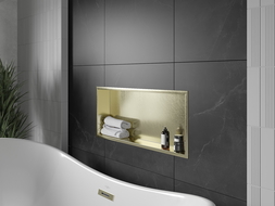 Mexen X-Wall-R Nischenregal mit Flansch 75 x 30 cm, gebürstetes Gold - 1950753010