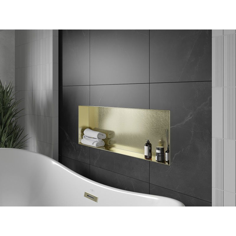 Mexen X-Wall-NR mensola ad incasso senza bordo 90 x 30 cm, oro spazzolato - 1951903010