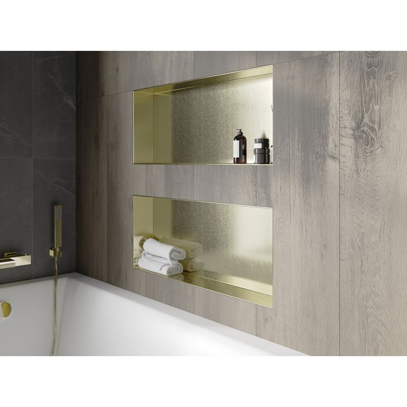 Mexen X-Wall-NR mensola incassata senza cornice 75 x 30 cm, oro spazzolato - 1951753010