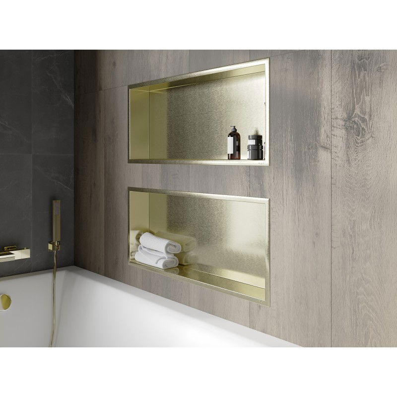 Mexen X-Wall-R estante empotrado con reborde 75 x 30 cm, dorado cepillado - 1950753010