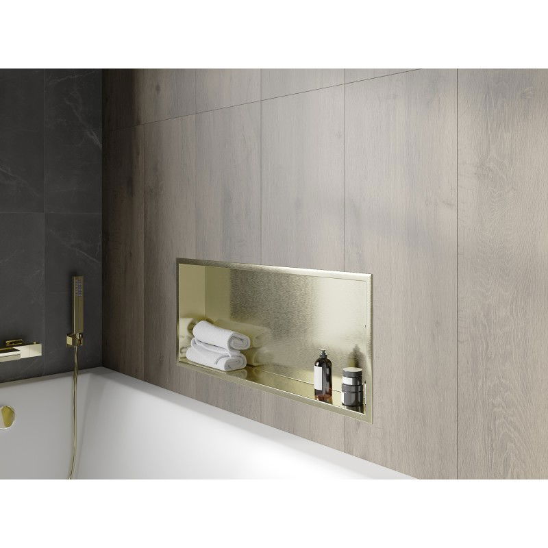 Mexen X-Wall-R mensola ad incasso con flangia 75 x 30 cm, oro satinato - 1950753010