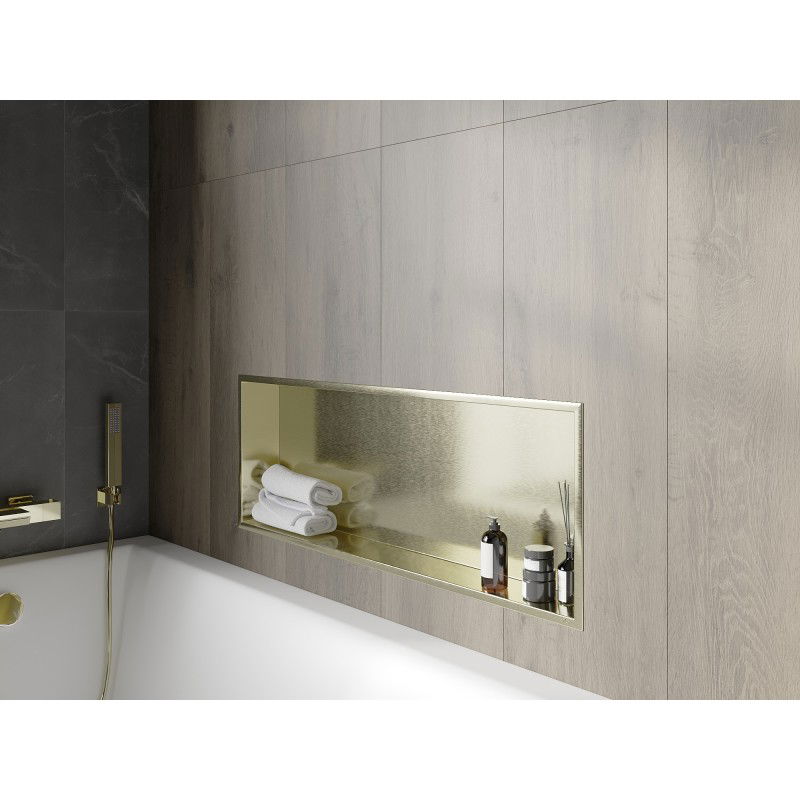Mexen X-Wall-R mensola da incasso con flangia 90 x 30 cm, oro spazzolato - 1950903010