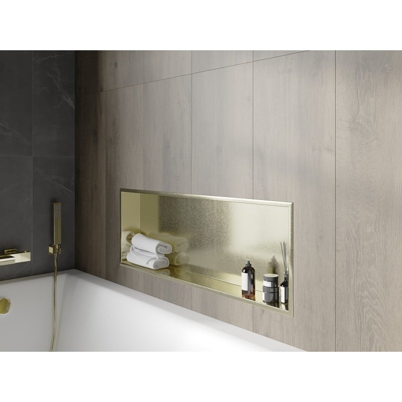 Mexen X-Wall-R półka wnękowa z kołnierzem 90 x 30 cm, złota szczotkowana - 1950903010