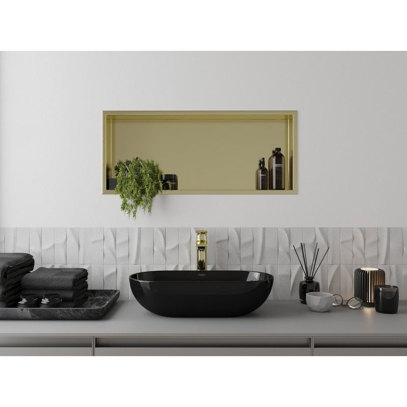 Mexen X-Wall-R recessed shelf with flange 75 x 30 cm, brushed gold - 1950753010