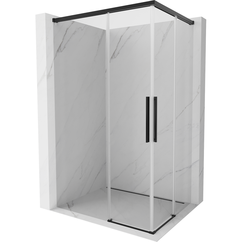 Mexen Rox Duo Sliding Shower Enclosure 110 x 90 cm, Transparent, Black - 8C2D-110-090-70-00