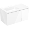 Mexen Orio armoire de salle de bain 90 cm avec lavabo Otis gauche, 1S, 1D, blanc brillant - 91A13-09047-3-BBFF00-W18L00