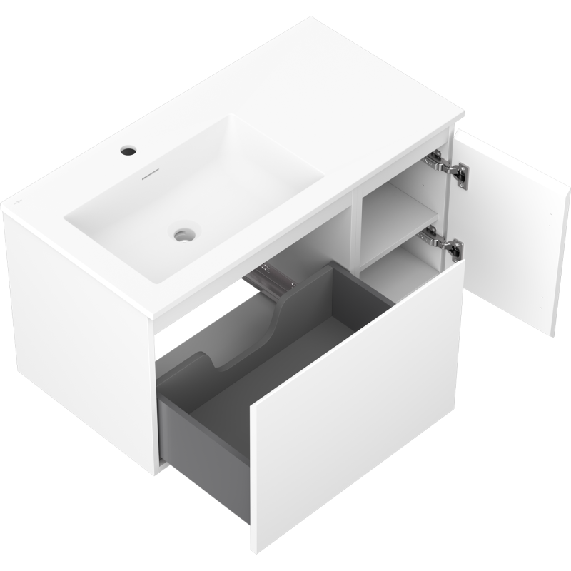 Mexen Orio mobile da bagno 90 cm con lavabo Otis sinistro, 1S, 1D, bianco opaco - 91A13-09047-3-BBFF01-W18L01