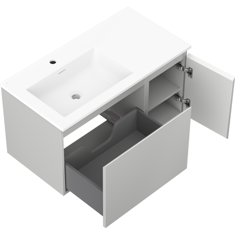 Mexen Orio Buedzëmmer Schaf 90 cm mat Lavabo Otis lénks, 1S, 1D, gro matte/blo matte - 91A13-09047-3-BBFF62-W18L01