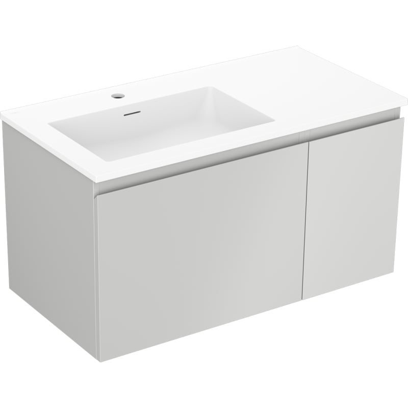 Mexen Orio 90 cm Bathroom Cabinet with Left Otis Sink, 1S, 1D, Gray Matte/White Matte - 91A13-09047-3-BBFF62-W18L01