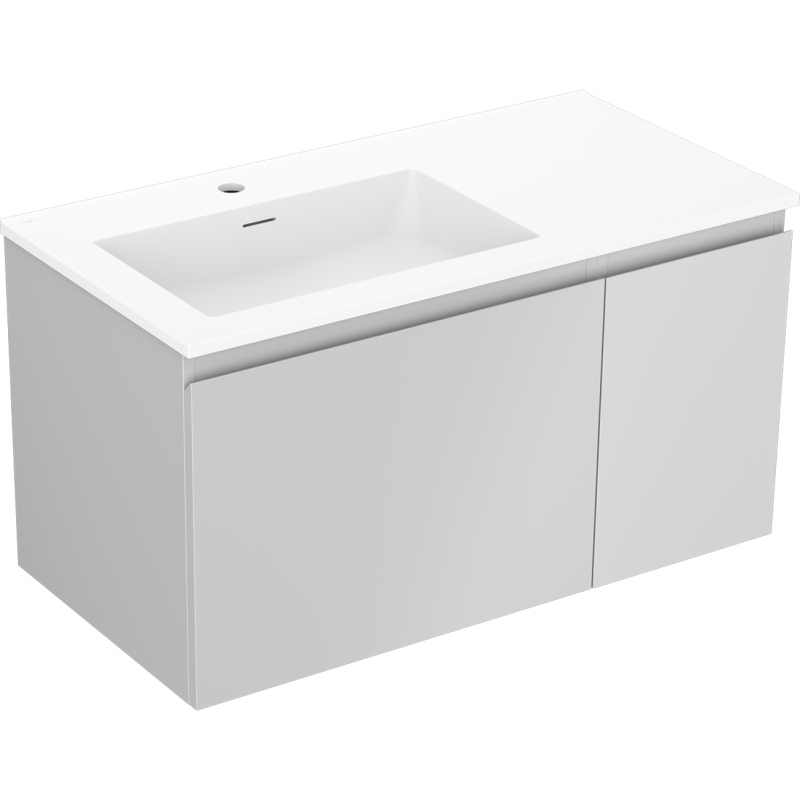 Mexen Orio meuble de salle de bain 90 cm avec lavabo Otis gauche, 1S, 1D, gris mat/blanc mat - 91A13-09047-3-BBFF62-W18L01