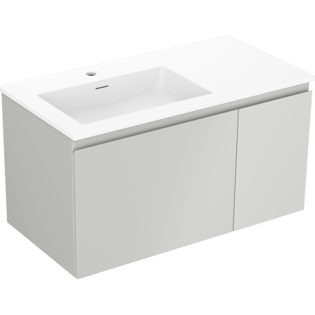 Mexen Orio 90 cm Bathroom Cabinet with Left Otis Sink, 1S, 1D, Gray Matte/White Matte - 91A13-09047-3-BBFF62-W18L01